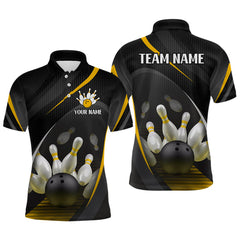 Maxcorners Yellow Bowling Shirts for Men Women Team Custom Bowling Polo & Quarter Zip Shirt TU0506