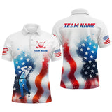 Maxcorners Custom US Golf Polo Shirt Patriotic Golf Shirts for Men Golf Polo Shirt