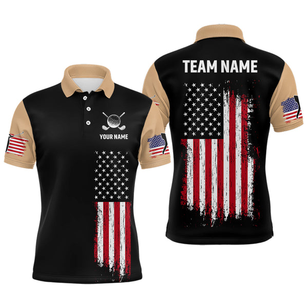 Maxcorners Custom American Flag Golf Polo Shirt Patriotic Golf Polo Shirts For Men Women