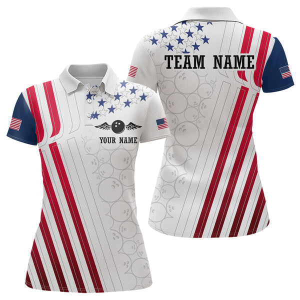 Maxcorners American Flag Bowling Shirts for Men Women Team Bowling Shirt Patriotic Bowling Shirt LM133