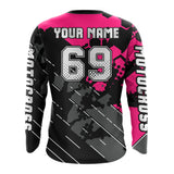 Maxcorners Motocross Racing Jersey Pink Upf30+ Motorcycle Dirt Bike Jersey Off-Road Shirt Men Kid Women MT2709