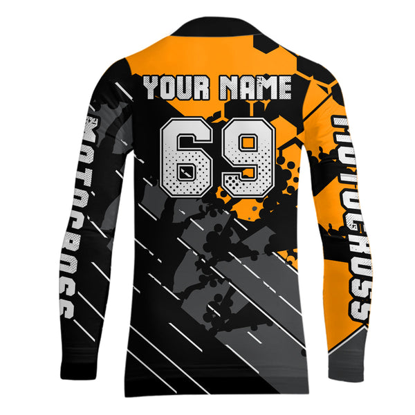 Maxcorners Motocross Racing Jersey Orange Upf30+ Motorcycle Dirt Bike Jersey Off-Road Shirt Men Kid Women MT2709