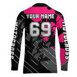 Maxcorners Motocross Racing Jersey Pink Upf30+ Motorcycle Dirt Bike Jersey Off-Road Shirt Men Kid Women MT2709