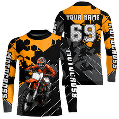 Maxcorners Motocross Racing Jersey Orange Upf30+ Motorcycle Dirt Bike Jersey Off-Road Shirt Men Kid Women MT2709