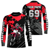 Maxcorners Motocross Racing Jersey Red Upf30+ Motorcycle Dirt Bike Jersey Off-Road Shirt Men Kid Women MT2709