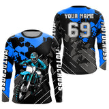 Maxcorners Motocross Racing Jersey Blue Upf30+ Motorcycle Dirt Bike Jersey Off-Road Shirt Men Kid Women MT2709