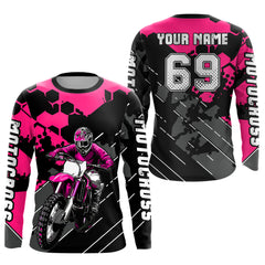 Maxcorners Motocross Racing Jersey Pink Upf30+ Motorcycle Dirt Bike Jersey Off-Road Shirt Men Kid Women MT2709