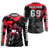 Maxcorners Motocross Racing Jersey Red Upf30+ Motorcycle Dirt Bike Jersey Off-Road Shirt Men Kid Women MT2709