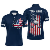 Maxcorners Custom American Flag Golf Polo Shirt Patriotic US Golf Polo for Men