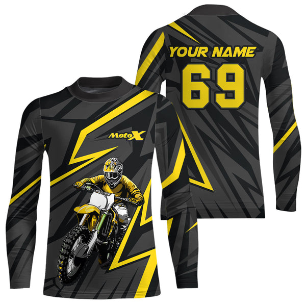 Maxcorners Custom Motocross Racing Jersey Yellow Dirt Bike Shirt Kid Men Women Off-road Shirt MT2709