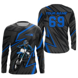 Maxcorners Custom Motocross Racing Jersey Blue Dirt Bike Shirt Kid Men Women Off-road Shirt MT2709