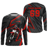 Maxcorners Custom Motocross Racing Jersey Red Dirt Bike Shirt Kid Men Women Off-road Shirt MT2709