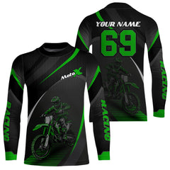 Maxcorners Motocross Racing Jersey Green Dirt Bike Shirt Off-road Riding Jersey Kid Men Women MT2709