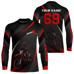Maxcorners Motocross Racing Jersey Red Dirt Bike Shirt Off-road Riding Jersey Kid Men Women MT2709