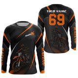 Maxcorners Motocross Racing Jersey Orange Dirt Bike Shirt Off-road Riding Jersey Kid Men Women MT2709