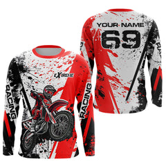Maxcorners Dirt Bike Motocross Racing Jersey Red Upf30+ Motorcycle Shirt For Kid Men Women MT2709