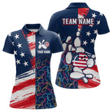 Maxcorners American Flag Bowling Shirts Patriotic Bowling Shirt for Men Women Polo&1/4 Zip Shirt LM133