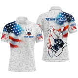 Maxcorners American Bowling Shirt Patriotic Bowling Shirts for Men Women Bowling Polo 1/4 Zip Shirt  LM133