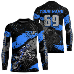Maxcorners Motocross Racing Off-road Jersey Blue Dirt Bike Riding Shirt For Men Kid Women MT2709