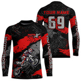 Maxcorners Motocross Racing Off-road Jersey Red Dirt Bike Riding Shirt For Men Kid Women MT2709