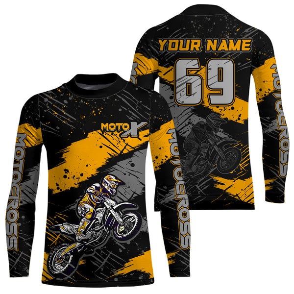 Maxcorners Motocross Racing Off-road Jersey Yellow Dirt Bike Riding Shirt For Men Kid Women MT2709