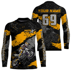 Maxcorners Motocross Racing Off-road Jersey Yellow Dirt Bike Riding Shirt For Men Kid Women MT2709