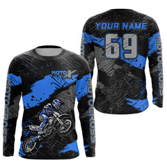 Maxcorners Motocross Racing Off-road Jersey Blue Dirt Bike Riding Shirt For Men Kid Women MT2709