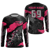 Maxcorners Motocross Racing Off-road Jersey Pink Dirt Bike Riding Shirt For Men Kid Women MT2709