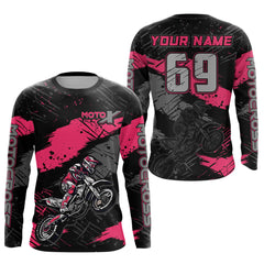 Maxcorners Motocross Racing Off-road Jersey Pink Dirt Bike Riding Shirt For Men Kid Women MT2709