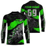 Maxcorners Motocross Racing Off-road Jersey Green Dirt Bike Riding Shirt For Men Kid Women MT2709