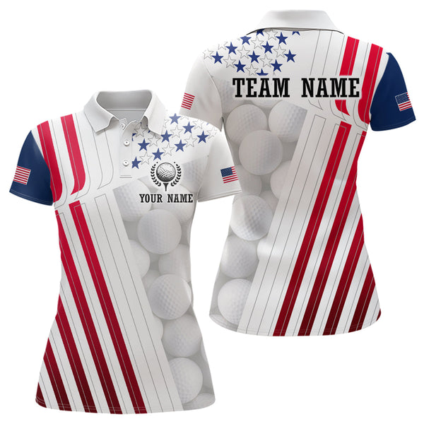 Maxcorners Custom Us Patriotic Golf Polo Shirt American Flag Golf Polo For Men Women