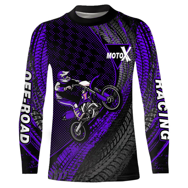 Maxcorners Dirt Bike Jersey Men Kid Women Upf30+ Purple Motocross Shirt Racing Off-Road Shirt MT2809