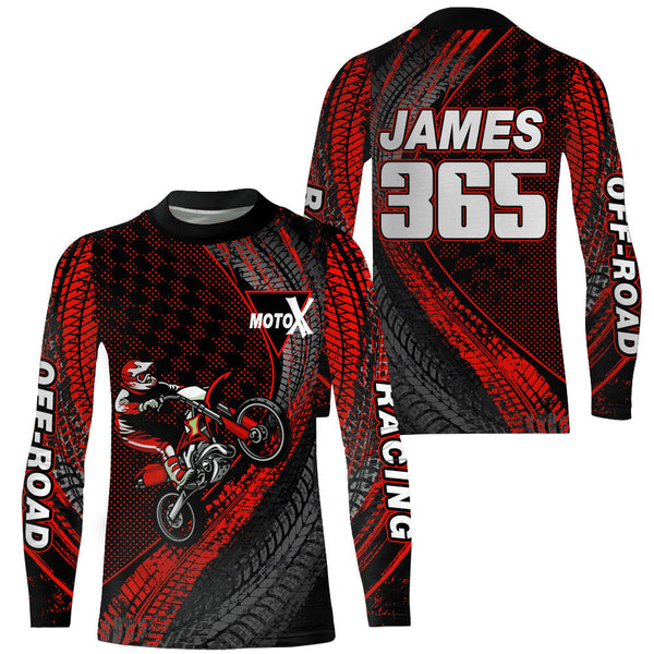 Maxcorners Dirt Bike Jersey Men Kid Women Upf30+ Red Motocross Shirt Racing Off-Road Shirt MT2809