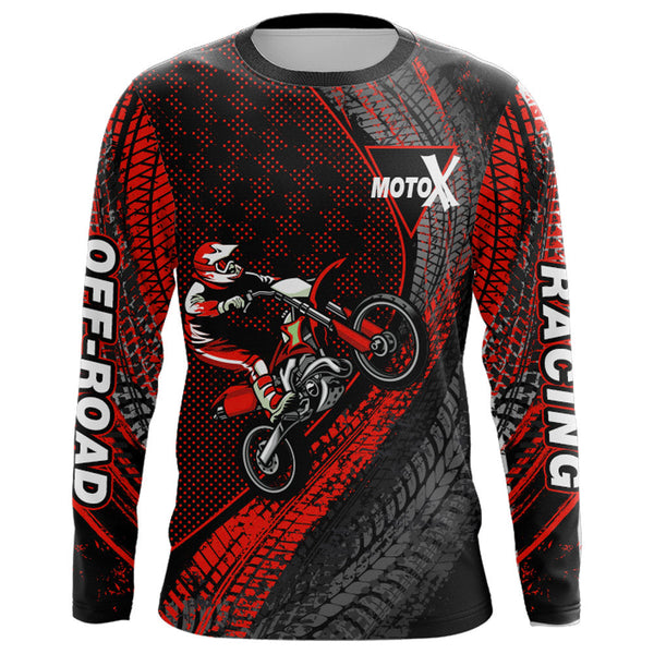 Maxcorners Dirt Bike Jersey Men Kid Women Upf30+ Red Motocross Shirt Racing Off-Road Shirt MT2809