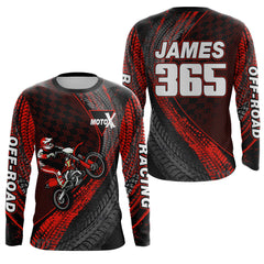 Maxcorners Dirt Bike Jersey Men Kid Women Upf30+ Red Motocross Shirt Racing Off-Road Shirt MT2809