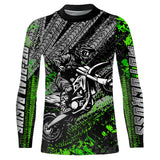 Maxcorners Kid Men Motocross Jersey Upf30+ Off-road Racing Jersey Dirt Bike Green Motorcycle Shirt MT2809
