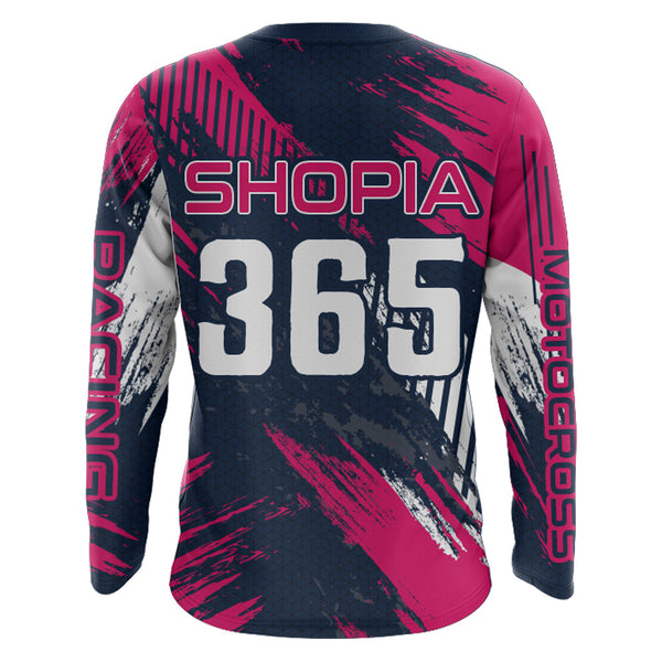 Maxcorners Pink Motocross Racing Jersey Upf30+ Off-road MX Racing Dirt Bike Jersey Kid Girl Women XM174 MT2809
