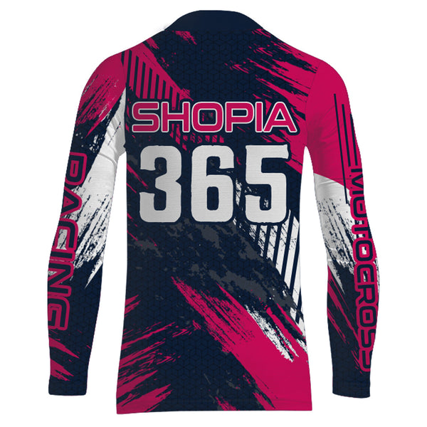 Maxcorners Pink Motocross Racing Jersey Upf30+ Off-road MX Racing Dirt Bike Jersey Kid Girl Women XM174 MT2809