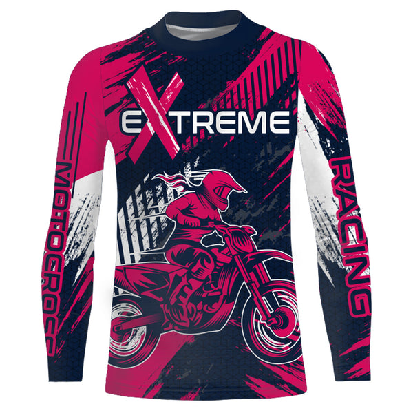 Maxcorners Pink Motocross Racing Jersey Upf30+ Off-road MX Racing Dirt Bike Jersey Kid Girl Women XM174 MT2809