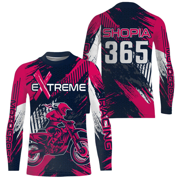 Maxcorners Pink Motocross Racing Jersey Upf30+ Off-road MX Racing Dirt Bike Jersey Kid Girl Women XM174 MT2809