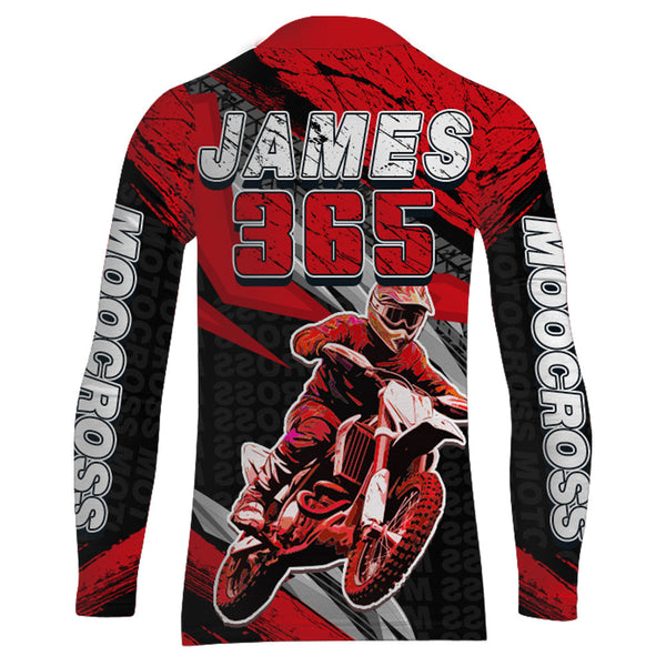 Maxcorners Motocross Racing Jersey Upf30+ Custom Dirt Bike Shirt Men Women Kid Red Off-Road MT2809