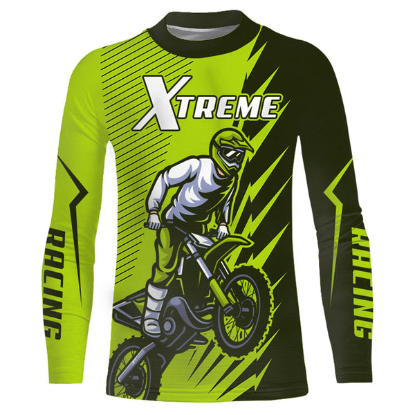 Maxcorners Green Motocross Racing Jersey Upf30+ Dirt Bike Shirt Motorcycle Men Kid Women XM176 MT2809