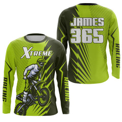 Maxcorners Green Motocross Racing Jersey Upf30+ Dirt Bike Shirt Motorcycle Men Kid Women XM176 MT2809