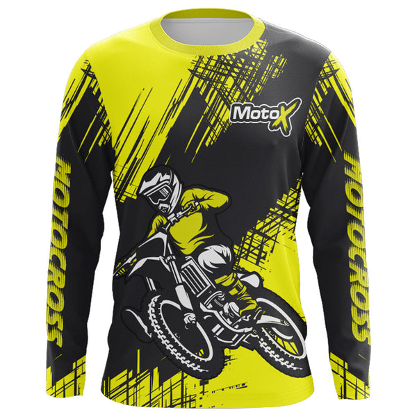 Maxcorners Yellow Motocross Racing Jersey Men Kid Upf30+ Dirt Bike Off-Road Shirt MX Jersey MT2809