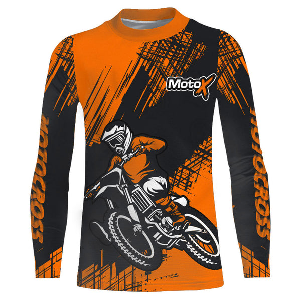 Maxcorners Orange Motocross Racing Jersey Men Kid Upf30+ Dirt Bike Off-Road Shirt MX Jersey MT2809