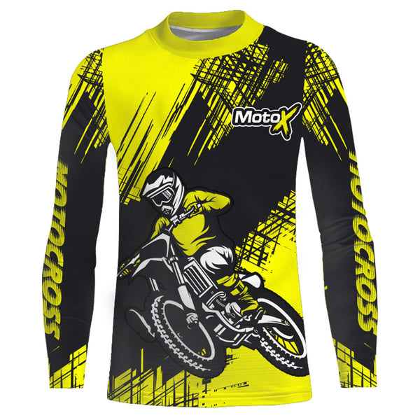 Maxcorners Yellow Motocross Racing Jersey Men Kid Upf30+ Dirt Bike Off-Road Shirt MX Jersey MT2809