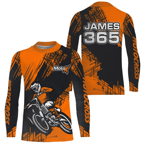 Maxcorners Orange Motocross Racing Jersey Men Kid Upf30+ Dirt Bike Off-Road Shirt MX Jersey MT2809