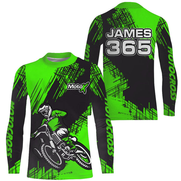 Maxcorners Green Motocross Racing Jersey Men Kid Upf30+ Dirt Bike Off-Road Shirt MX Jersey MT2809
