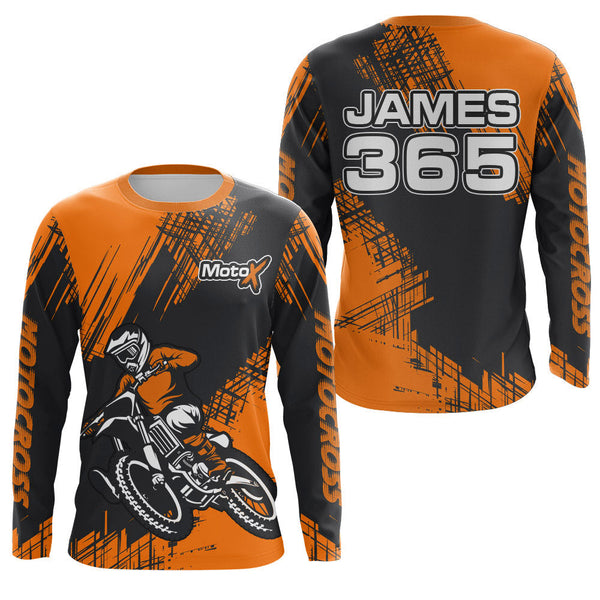 Maxcorners Orange Motocross Racing Jersey Men Kid Upf30+ Dirt Bike Off-Road Shirt MX Jersey MT2809