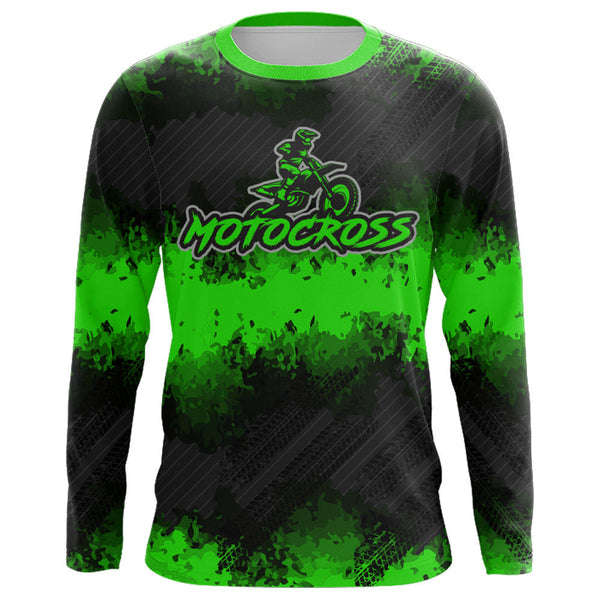 Maxcorners Racing Motocross Jersey Green Upf30+ Dirt Bike Off-Road Youth Kid Men Motorcycle Shirt XM251 MT2809